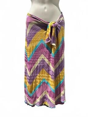 Missoni Sport Classic Chevron tie skirt - Goldenrod, Purple, Teal | Italian Size